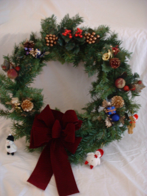 christmas wreath with ribbon